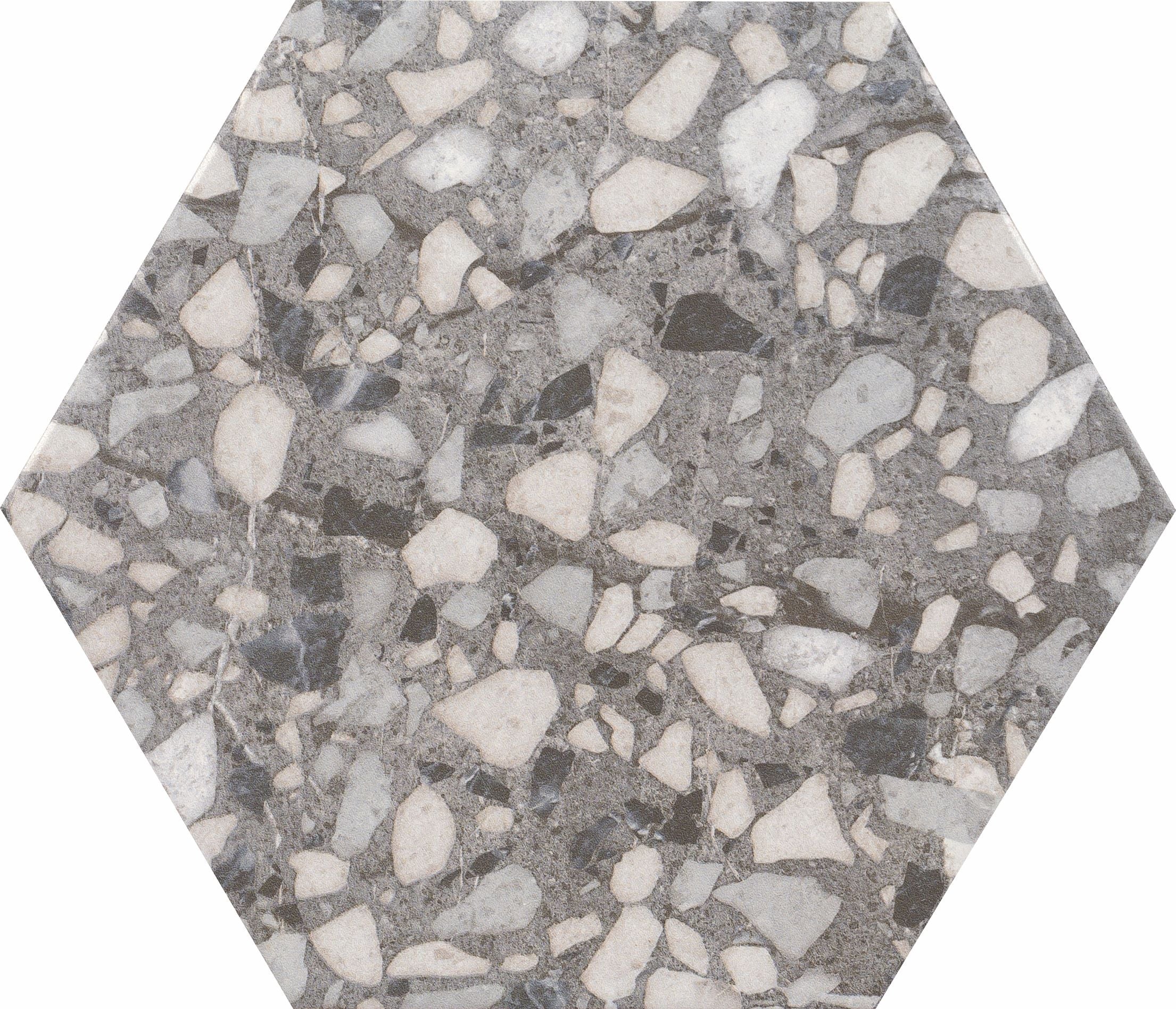 9x10 Hexagon Gray Terrazzo porcelain tile - Industry Tile